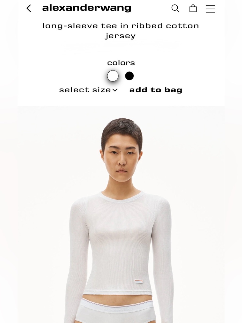 Alexander Wang Long-Sleeve Tee in Ribbed Cotton Jersey